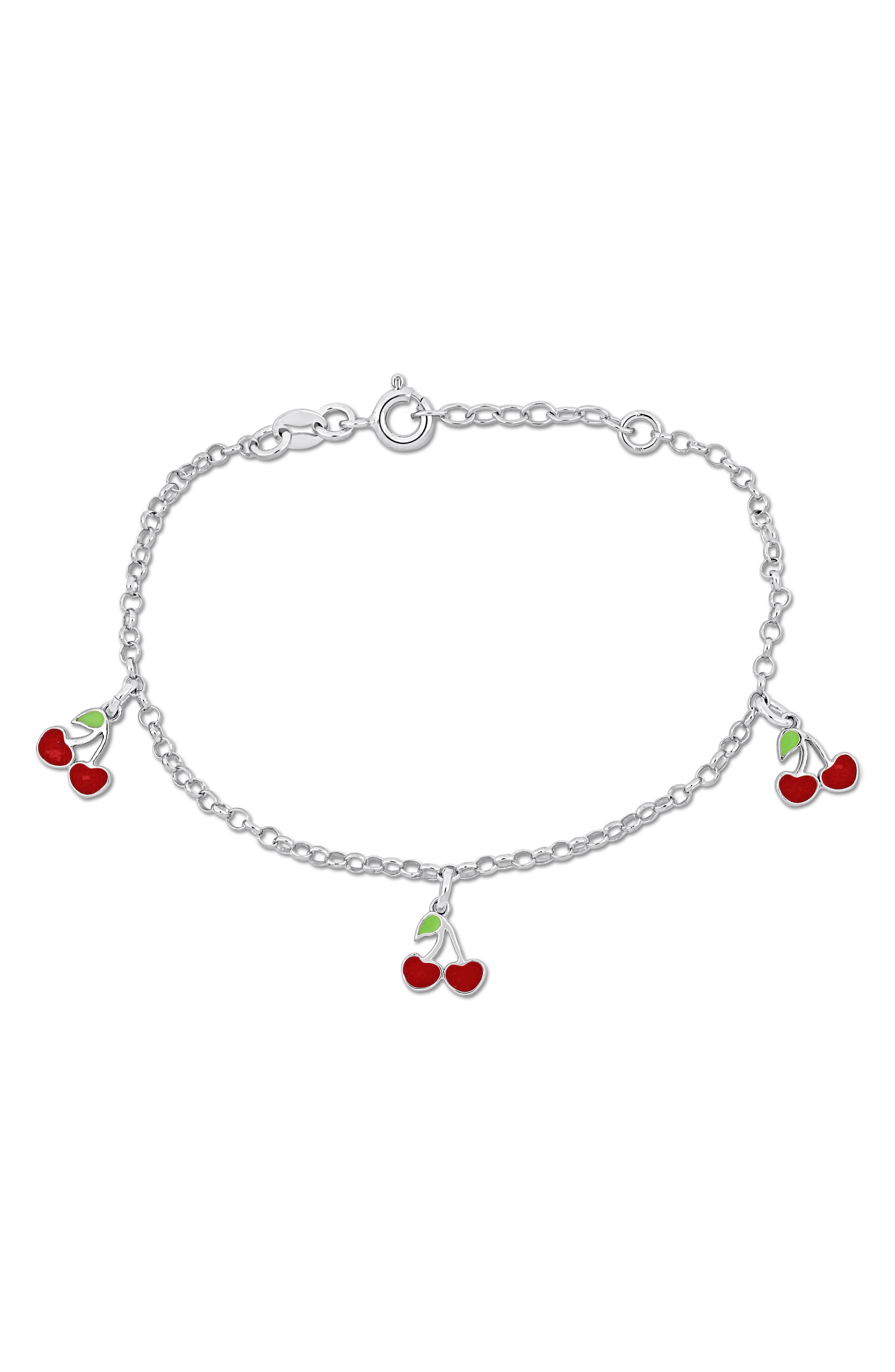 DELMAR Cherry Enamel Charm Bracelet