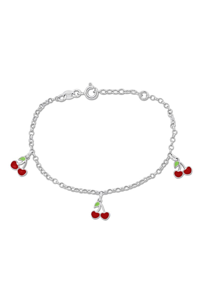 Cherry Enamel Charm Bracelet, Main, color, SILVER/ RED