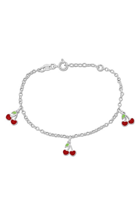 Cherry Enamel Charm Bracelet