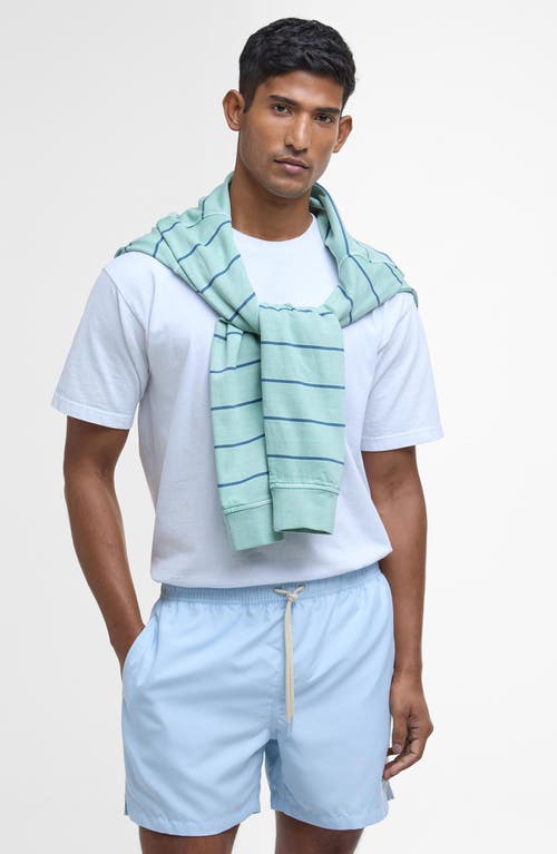 Shop Barbour Staple Logo Swim Trunks In Ocean Sky Blue