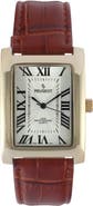 Peugeot Vintage Roman Numeral Tank Leather Watch - 43x30MM