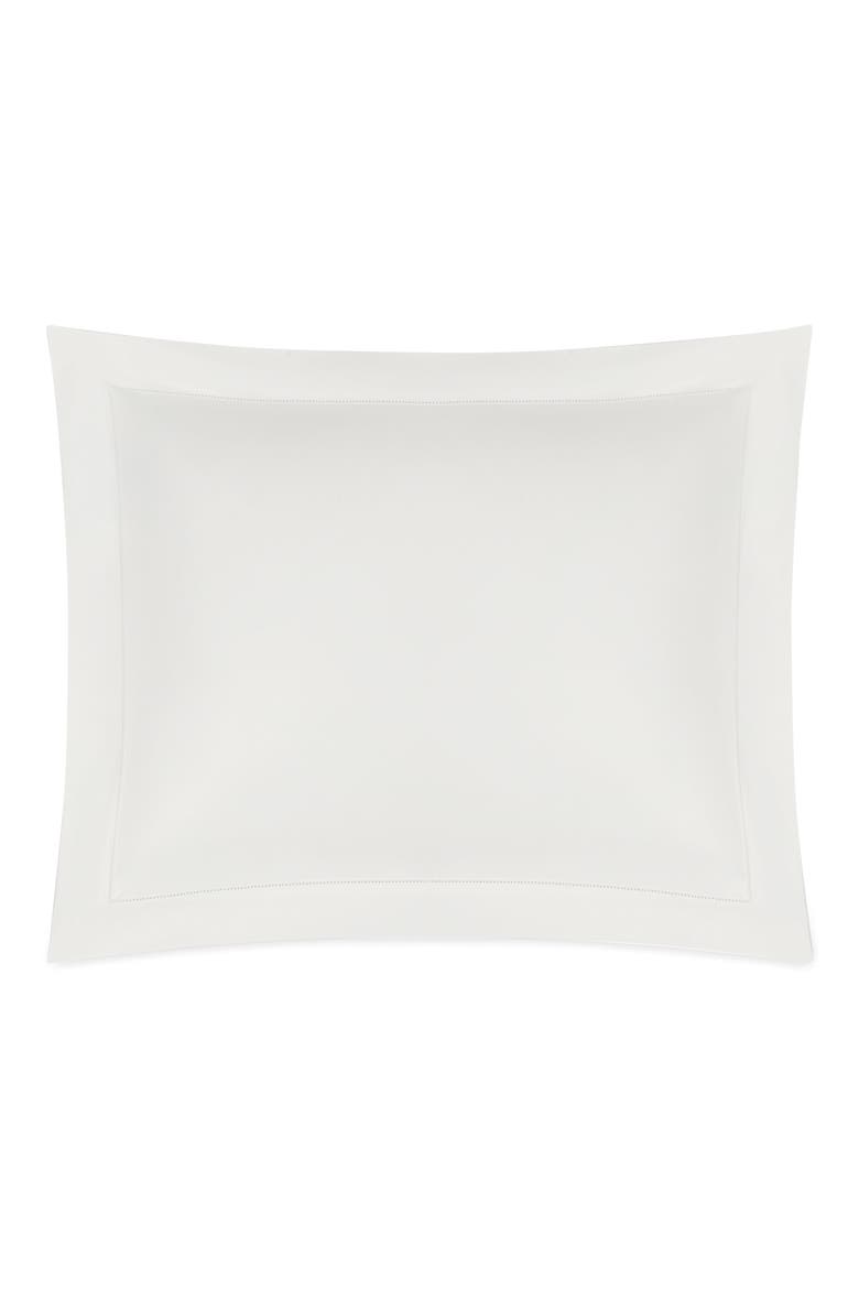 Bergamo Hemstitch Cotton Percale Pillowcase, Main, color, BONE