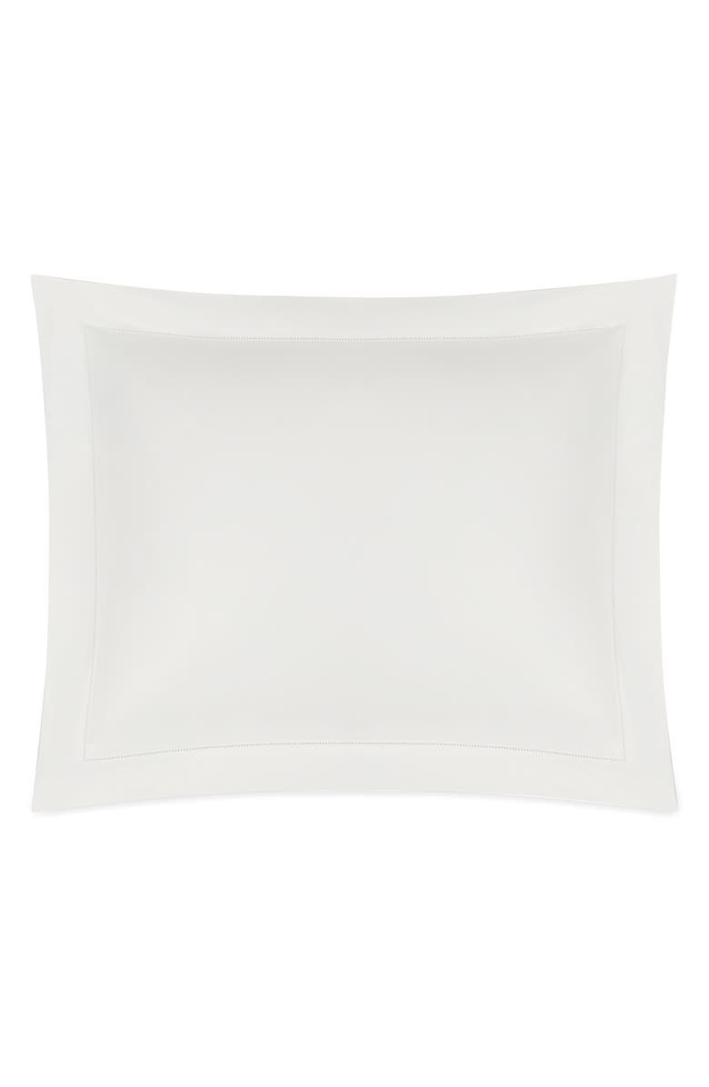 Matouk Bergamo Hemstitch Cotton Percale Pillowcase, Main, color, Bone