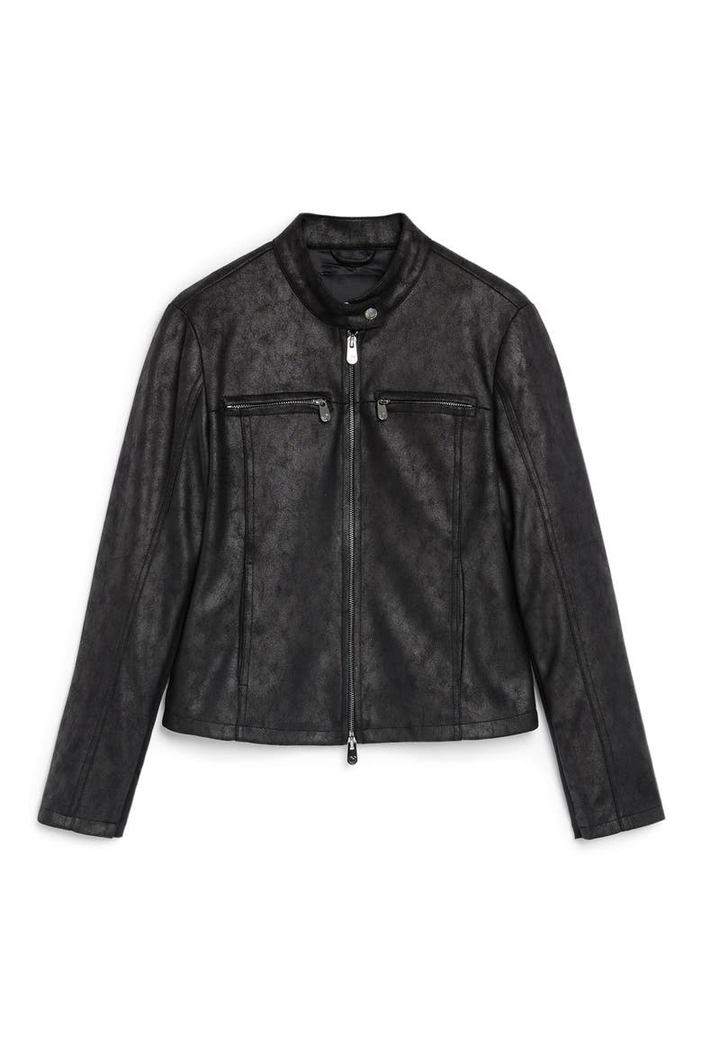 Faux Leather Jacket, Alternate, color, BLACK