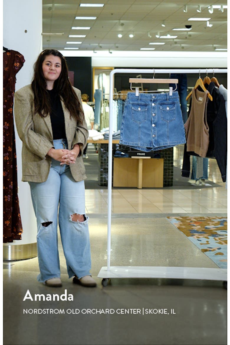 High Waist Button Front Denim Skort video