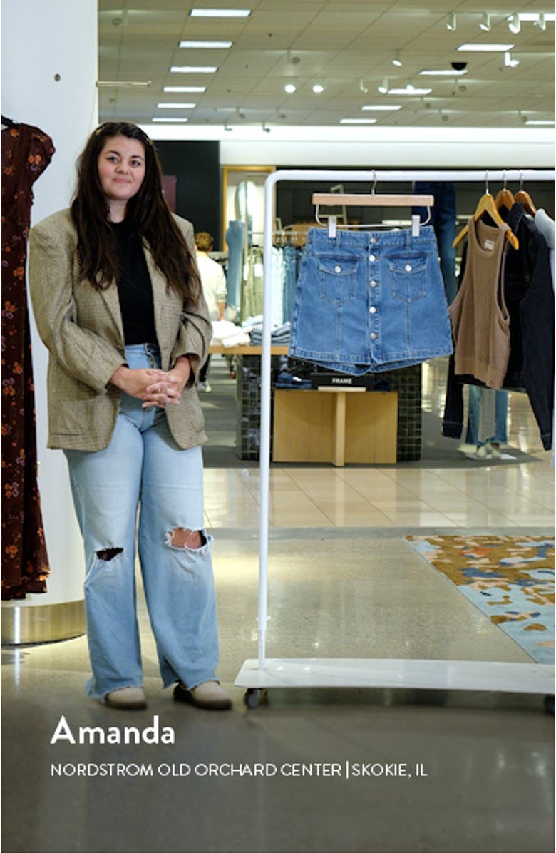 High Waist Button Front Denim Skort, sales video thumbnail