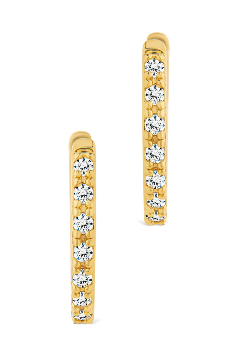 Dainty Cubic Zirconia Huggie Hoop Earrings, Alternate, color, GOLD