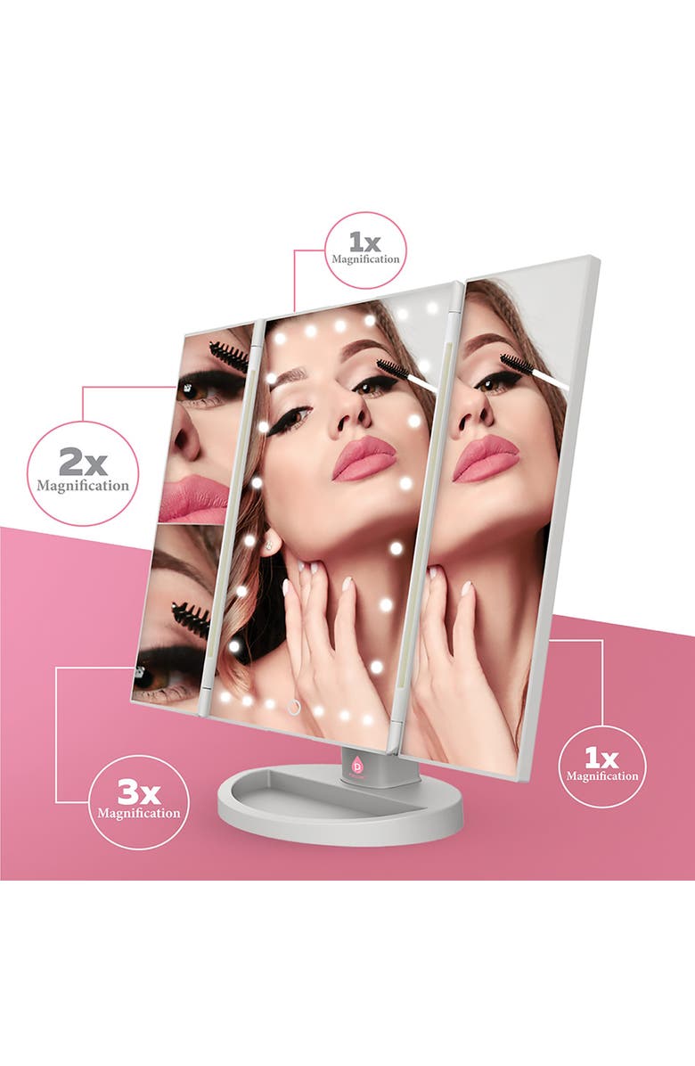 PURSONIC Tri-Fold Vanity Makeup Mirror, Alternate, color, White