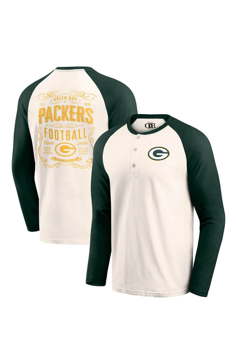 Darius Rucker Collection by Fanatics Men's Darius Rucker Collection by Fanatics Cream/Green Green Bay Packers Raglan Henley T-Shirt, Alternate, color, 