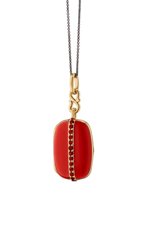 Britt 18k Gold & Sterling Silver Enamel Locket Necklace