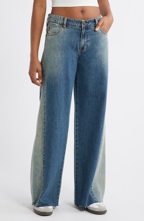 Side Insert Wide Leg Jeans