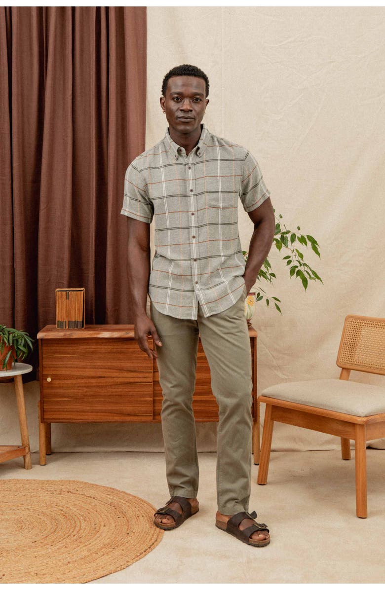 Bridge & Burn Jordan Slim Shirt, Alternate, color, Olive Ember Grid