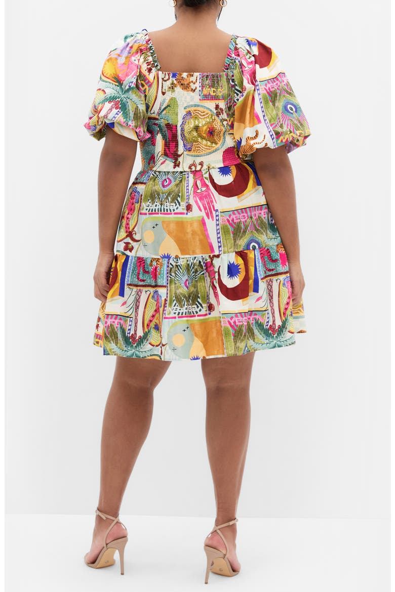Simona Puff Sleeve Fit & Flare Minidress, Alternate, color, DREAMSCAPE