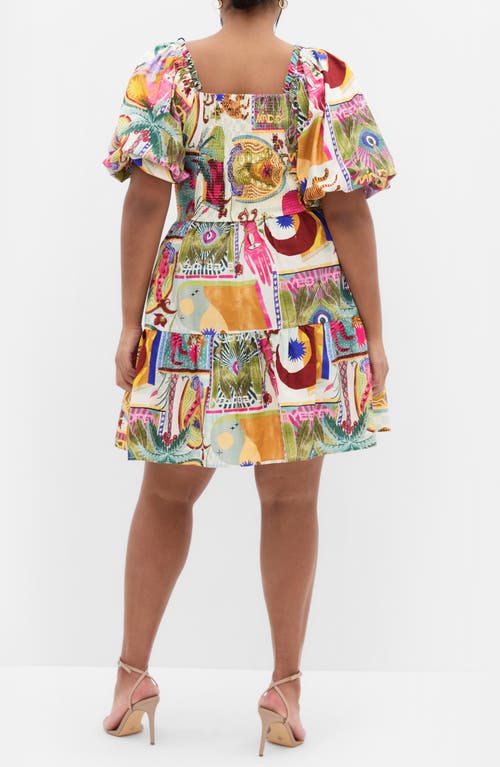 City Chic Simona Puff Sleeve Fit & Flare Minidress In Blue