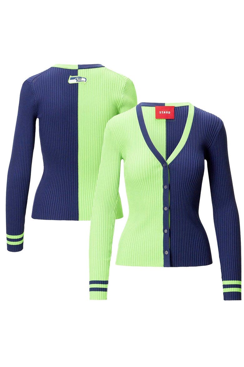 Women's STAUD Neon Green/Navy Seattle Seahawks Cargo Sweater, Main, color, Neon Green