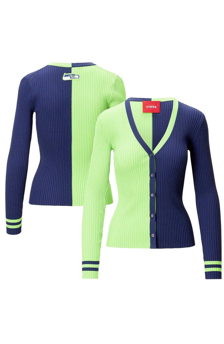 STAUD Women's STAUD Neon Green/Navy Seattle Seahawks Cargo Sweater, Main, color, Neon Green