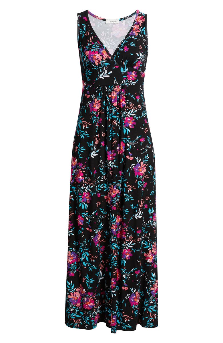 Loveappella Floral Sleeveless Jersey Maxi Dress, Main, color, 