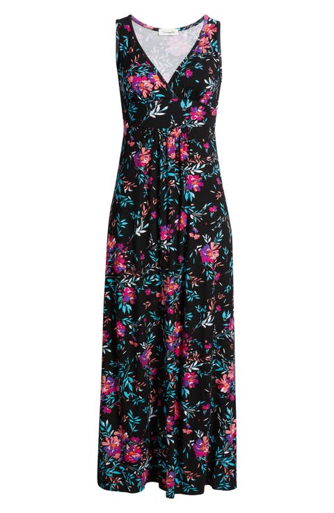Floral Sleeveless Jersey Maxi Dress