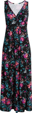 Loveappella Floral Sleeveless Jersey Maxi Dress