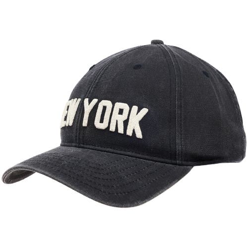 Blue Marlin New York Chainstitch Embroidered Pigment Washed Canvas Uncle Cap In Black