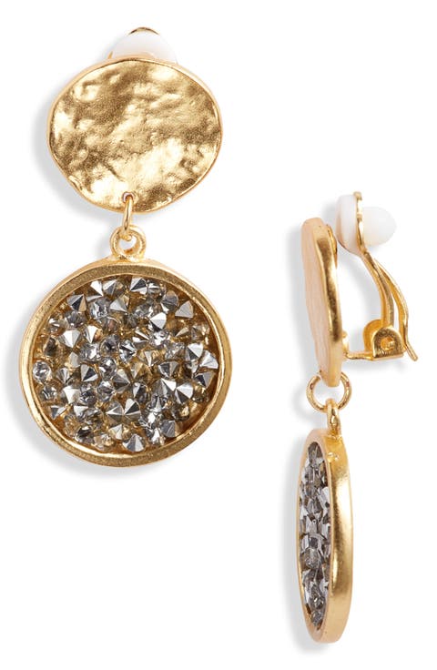 Pavé Crystal Clip-On Drop Earrings
