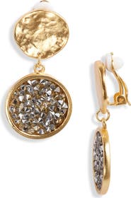 Karine Sultan Pavé Crystal Clip-On Drop Earrings