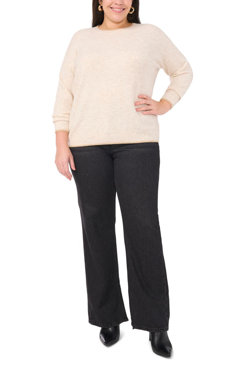 Vince Camuto Metallic Trim Relaxed Fit Sweater, Alternate, color, Malted