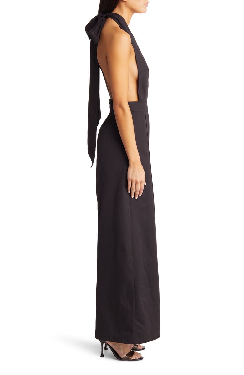 Amy Lynn Bow Tie Halter Jumpsuit, Alternate, color, Black