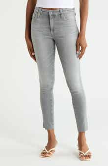 Farrah High Waist Raw Hem Ankle Skinny Jeans