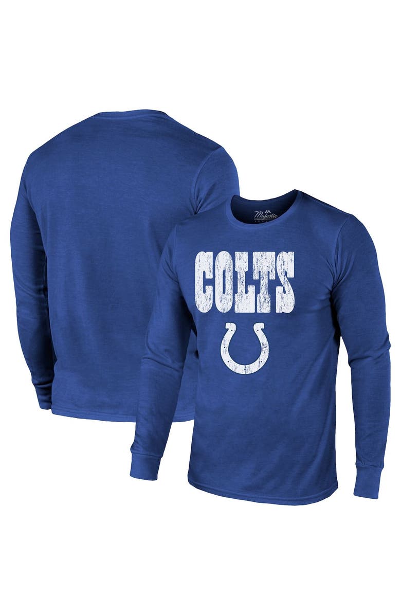 Majestic Threads Indianapolis Colts Majestic Threads Lockup Tri-Blend Long Sleeve T-Shirt - Royal, Main, color, 
