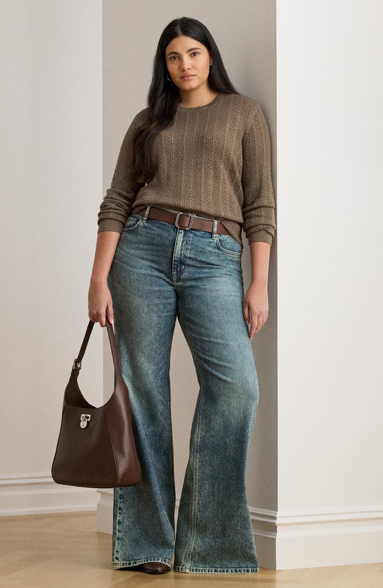 Lauren Ralph Lauren Pointelle Stitch Cotton Blend Sweater, Alternate, color,