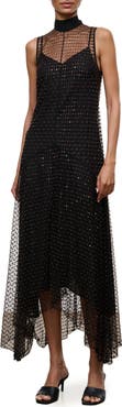 STAUD Auden Sequin Sleeveless Midi Dress