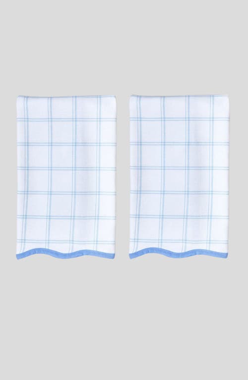 Weezie Set Of 2 Scalloped Kitchen Towels In Blue