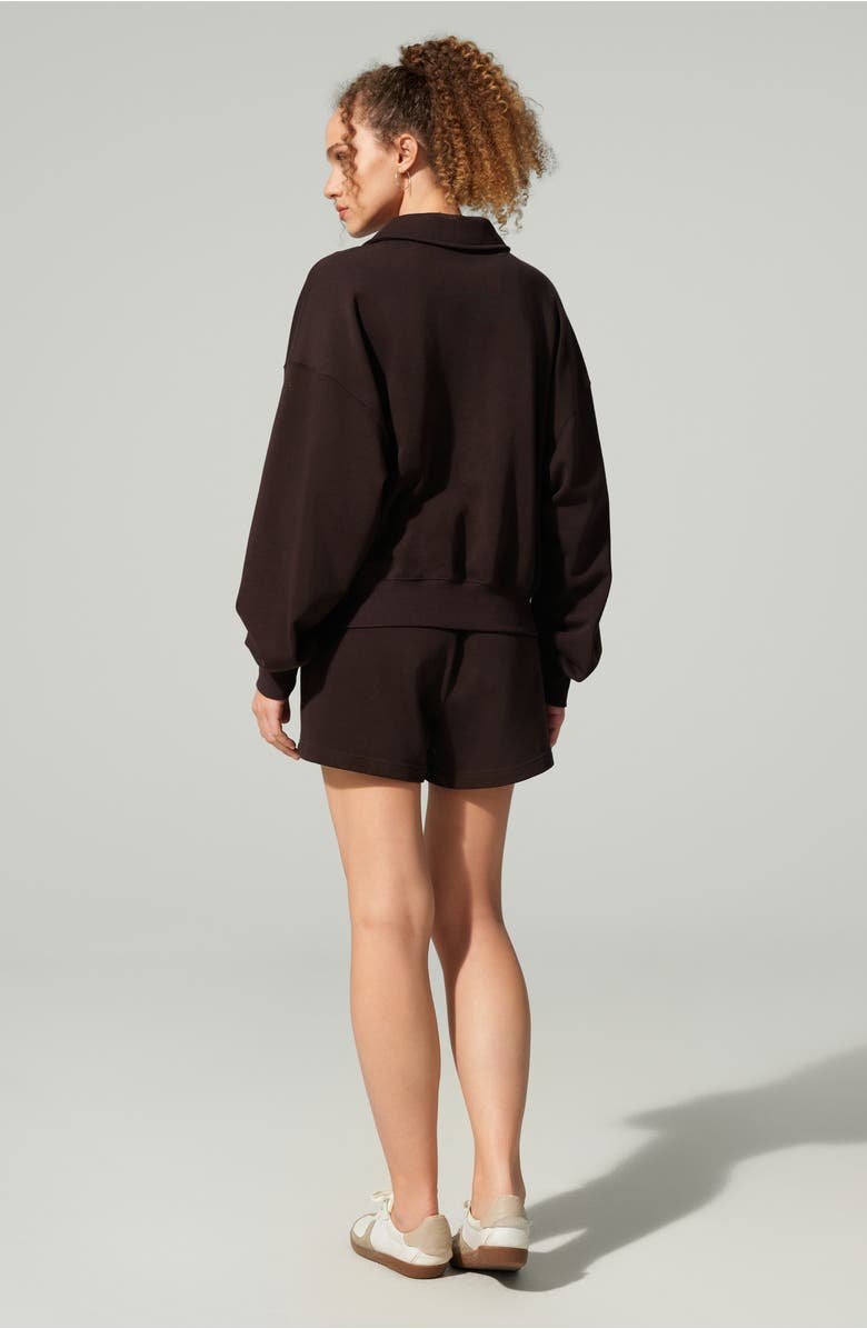 Lilysilk SILKERRY Oversized Heirloom '89 Polo Collar Sweatshirt, Alternate, color, Espresso