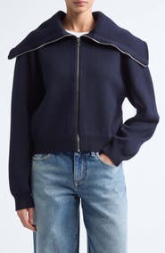 Róhe Two-Way Sailor Zip Merino Wool Cardigan
