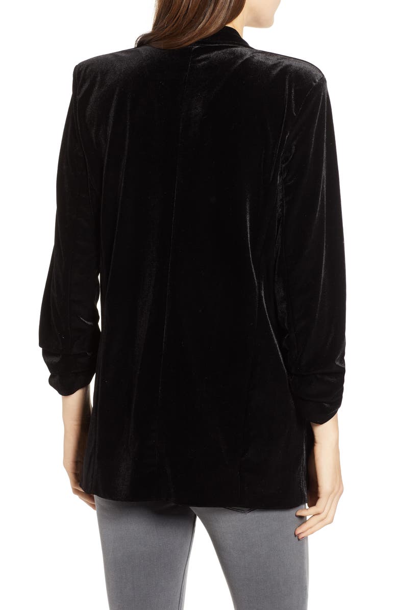 Bishop + Young Ruched Sleeve Velvet Blazer, Alternate, color,