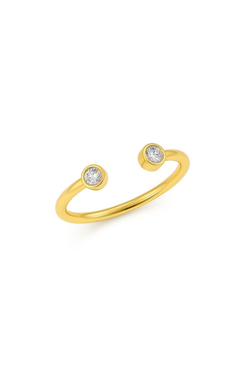 Double Bezel Set Cubic Zirconia Open Ring, Main, color, GOLD