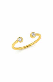 Double Bezel Set Cubic Zirconia Open Ring