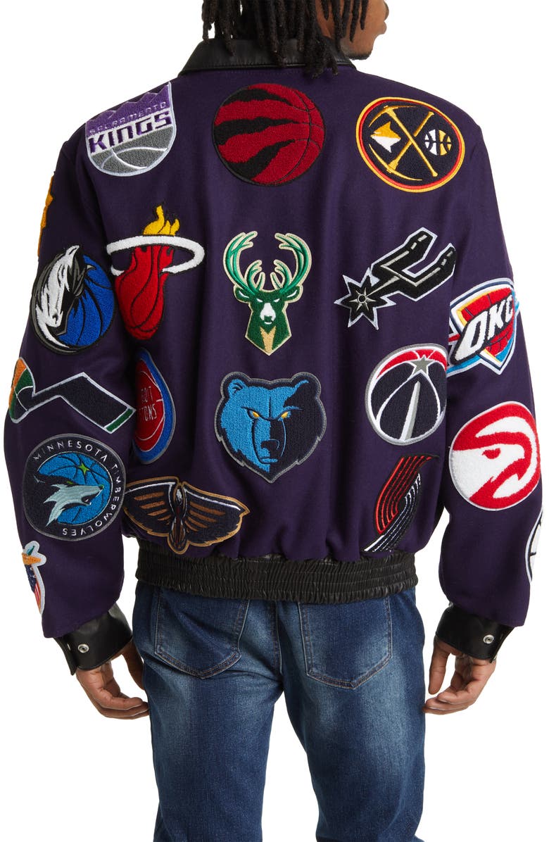 JEFF HAMILTON NBA Collage Wool Blend Jacket, Alternate, color, 