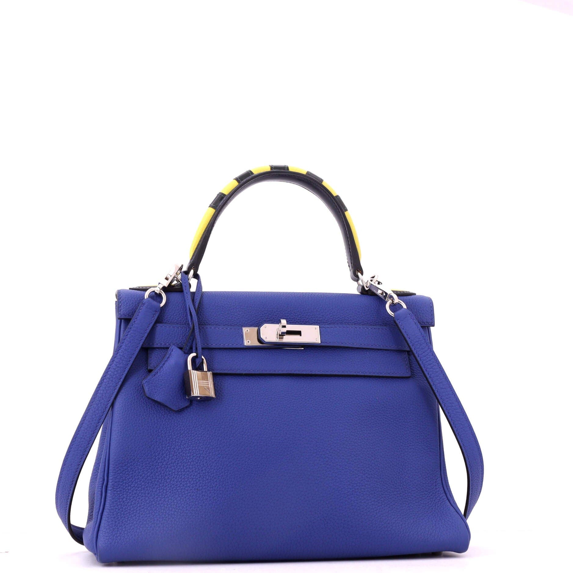 Kelly Au Trot Handbag Blue Togo with Palladium Hardware 28, Alternate, color, Blue