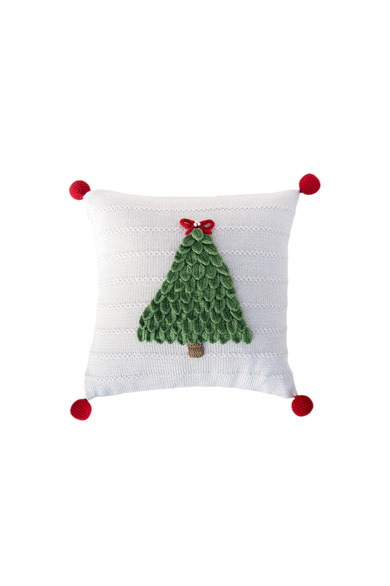 12" Christmas Tree Pillow, Ecru, Main, color, Ivory