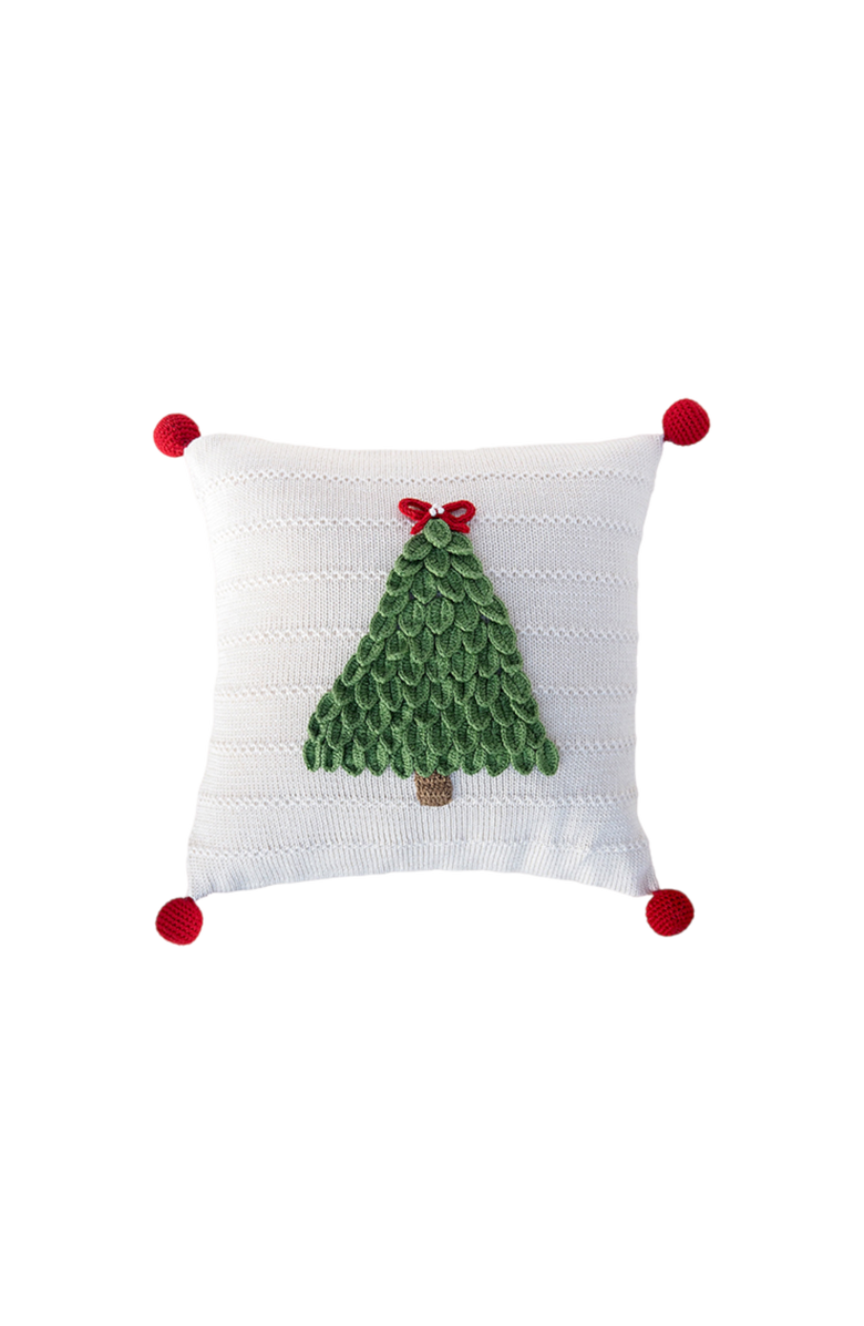 Melange Collection 12" Christmas Tree Pillow, Ecru, Main, color, Ivory