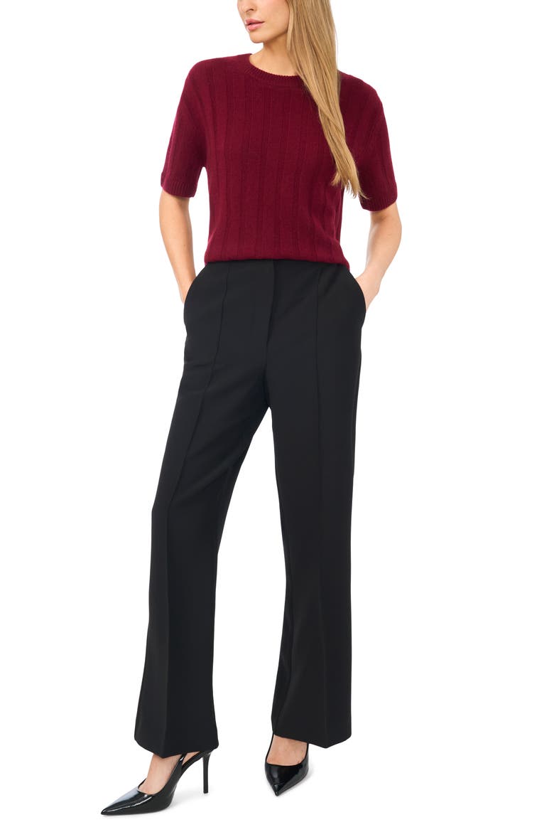 Short Sleeve Cashmere Rib Sweater, Alternate, color, BAROLO