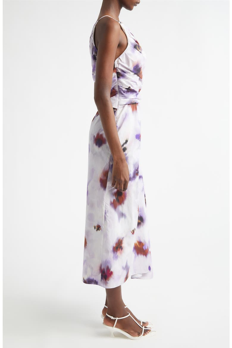 Juno Asymmetric Floral Print Poplin Dress, Alternate, color, LILAC MULTI