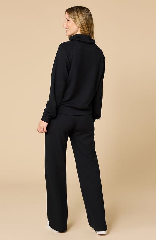 Softies Athleisure Mock Neck And Pleated Pant Set In Black