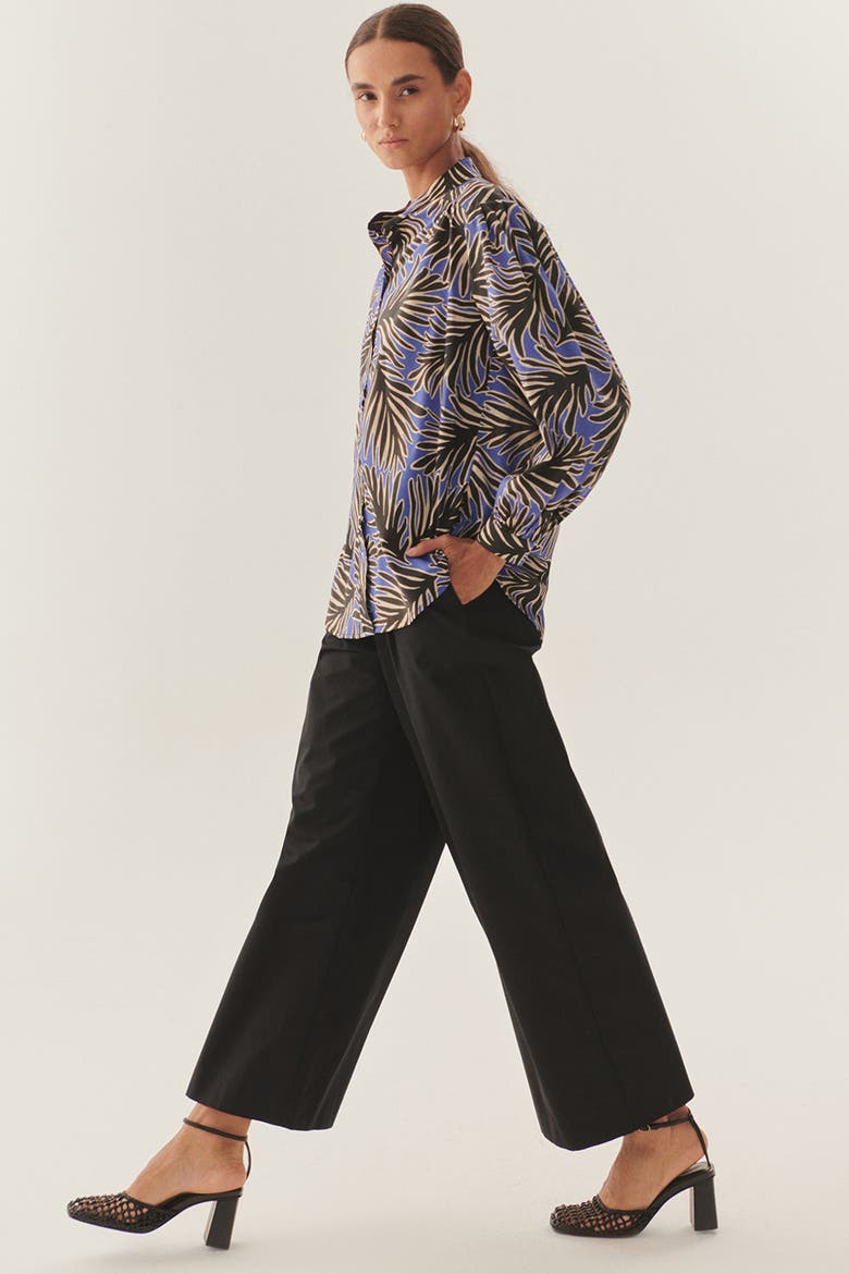 Gracie Cotton Shirt, Alternate, color, Blue and Green Patterned
