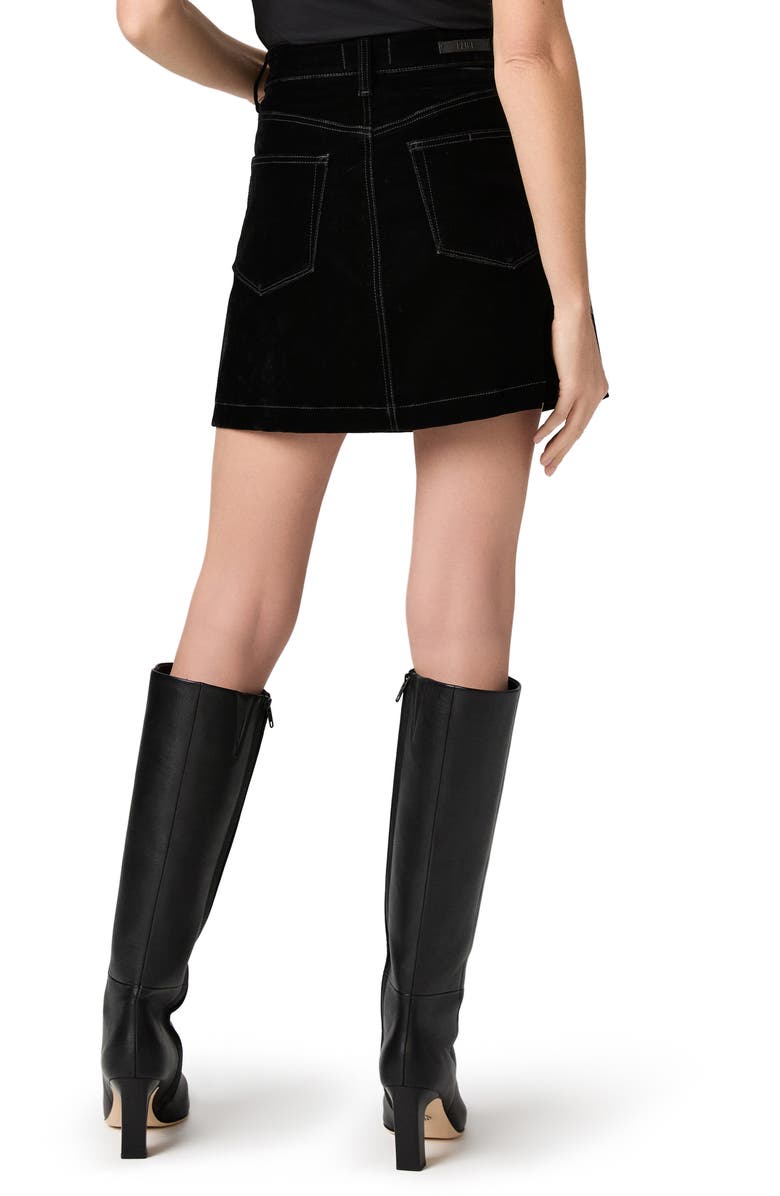PAIGE Janelle Velvet Miniskirt, Alternate, color, Onyx Rich Velvet