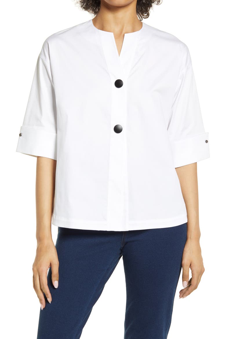 High-Low Jacket, Main, color, WHITE