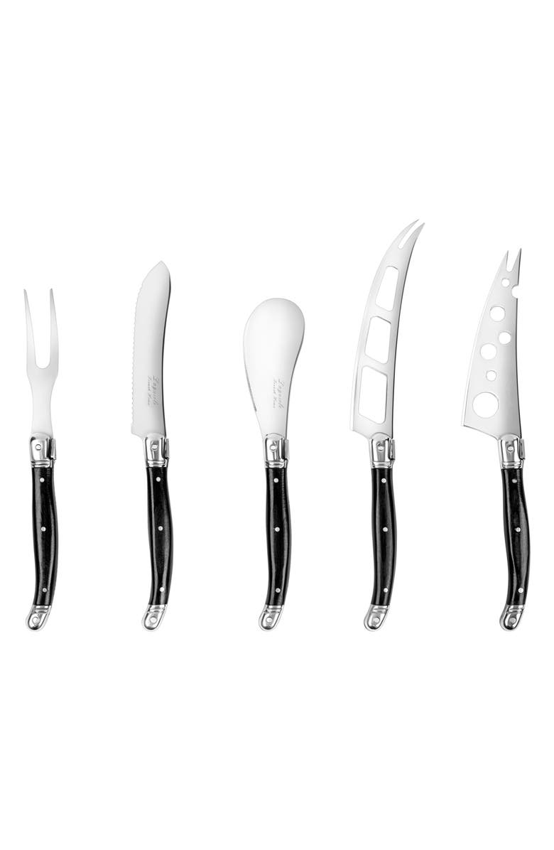 FRENCH HOME Artisan 5-Piece Assorted Laguiole Cheese Knives, Main, color, Black