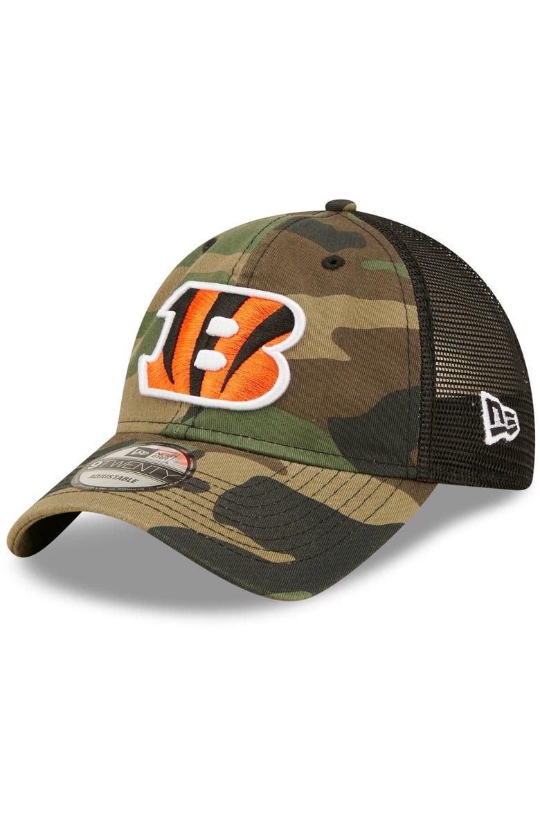 New Era Men's New Era Camo/Black Cincinnati Bengals Basic 9TWENTY Trucker Snapback Hat, Main, color, 